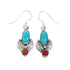 Native American Sterling Silver Turquoise Coral Leaf Hook Dangle Earrings AX129215